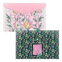 Папка-конверт на кнопке А4 EK "Floral Soul" 63513 н/прозр.,пластик,160мкм,асс.