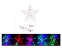 Верхушка для елки светодиодная RG/RB 15л. Звезда, 21см,фантазия 111-332