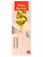 Свеча-цифра д/торта Миленд "5" Золотой стиль С-2968