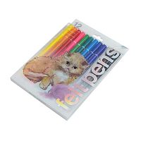 Фломастеры 12цв. BV "Cute Friends. Котёнок" 32-0023/02 вент.колп.,пластик./к